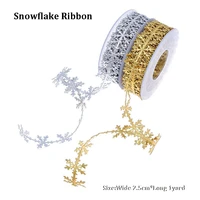 2 5cm wide luxury gold silver snowflake lace fabric trim ribbon cord diy sewing applique christmas gift decor
