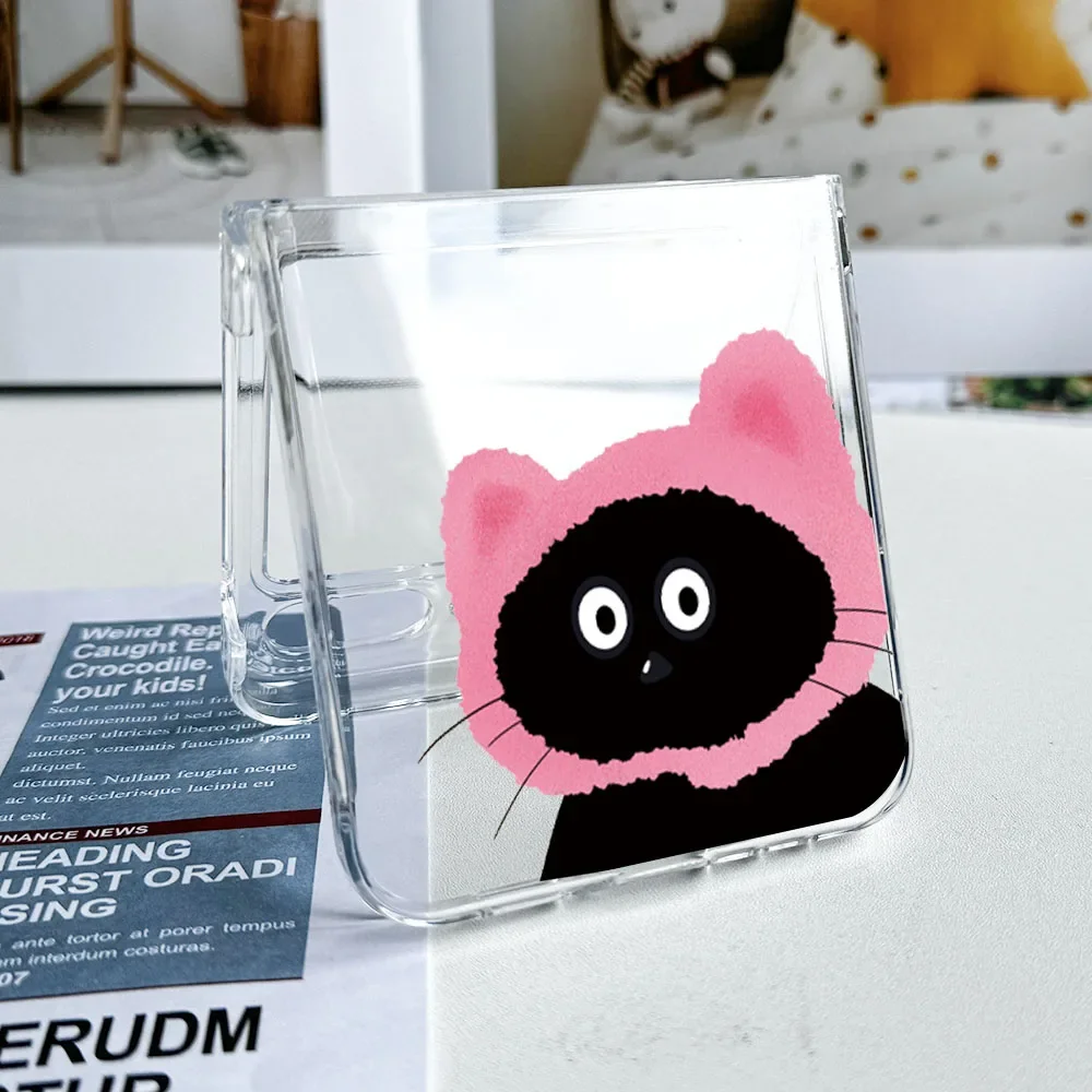 Складной чехол для телефона с забавным мультяшным черным котом Samsung Galaxy Z Flip 5 ZFlip 6