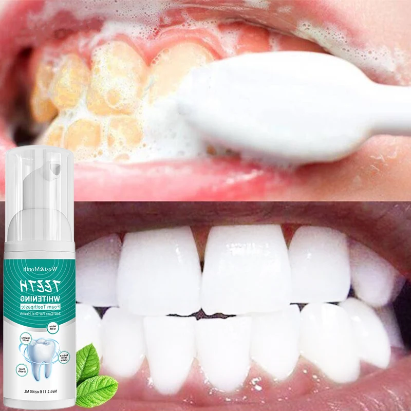 Effective Teeth Whitening Foam Toothpaste Product Professional Dental Whitening Mousse Caries Tooth Cleaning Bleach Whitener60ML