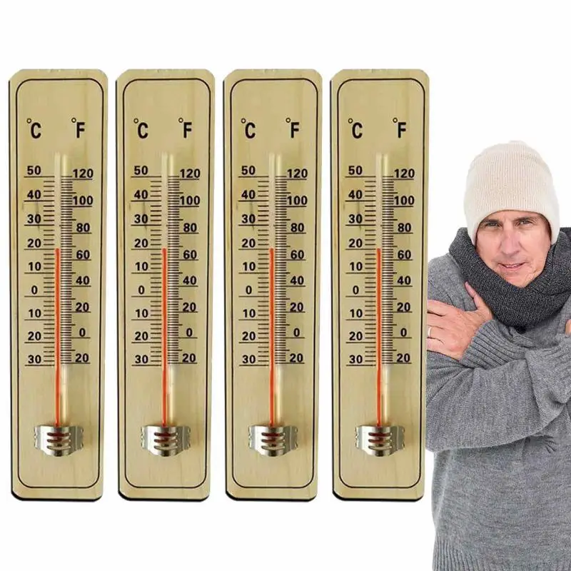 

Настенный термометр для помещений, деревянный настенный термометр с двойными весами для дома и гаража