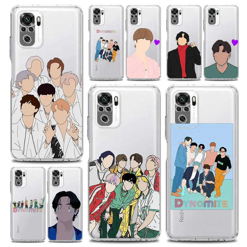 

Fashion Kpop Korean DYNAMITE Phone Case For Xiaomi Redmi Note 11 9S 9 8 10 Pro 7 8T 9C 9A 8A K40 Pro 11T 5G Silicone Clear Cover