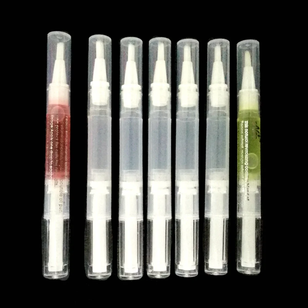 

6pcs 3ml Transparent Pens Empty Nail Oil Pen with Brush Tip Lip Gloss Container Applicators Eyelash Growth Tube