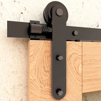 ccjh sliding barn door hardware kit smoothly silently easy to install fit single door round shaped style black heavy duty