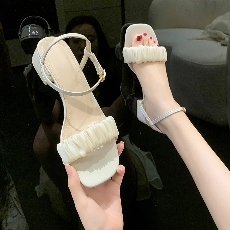

Comfort Shoes for Women 2022 Sandals Suit Female Beige All-Match Med Buckle Strap Espadrilles Platform Block Heels New Fashion R