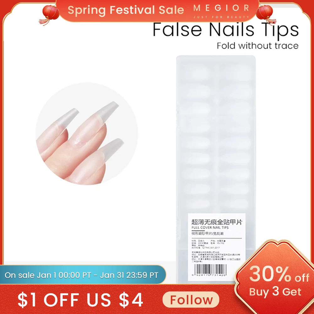 

1MM False Nail Tips For Nail Extension 240Pcs/Box Full Cover Fake Nail Tips For Quickly Building Long Nail Nail Art Design Tools