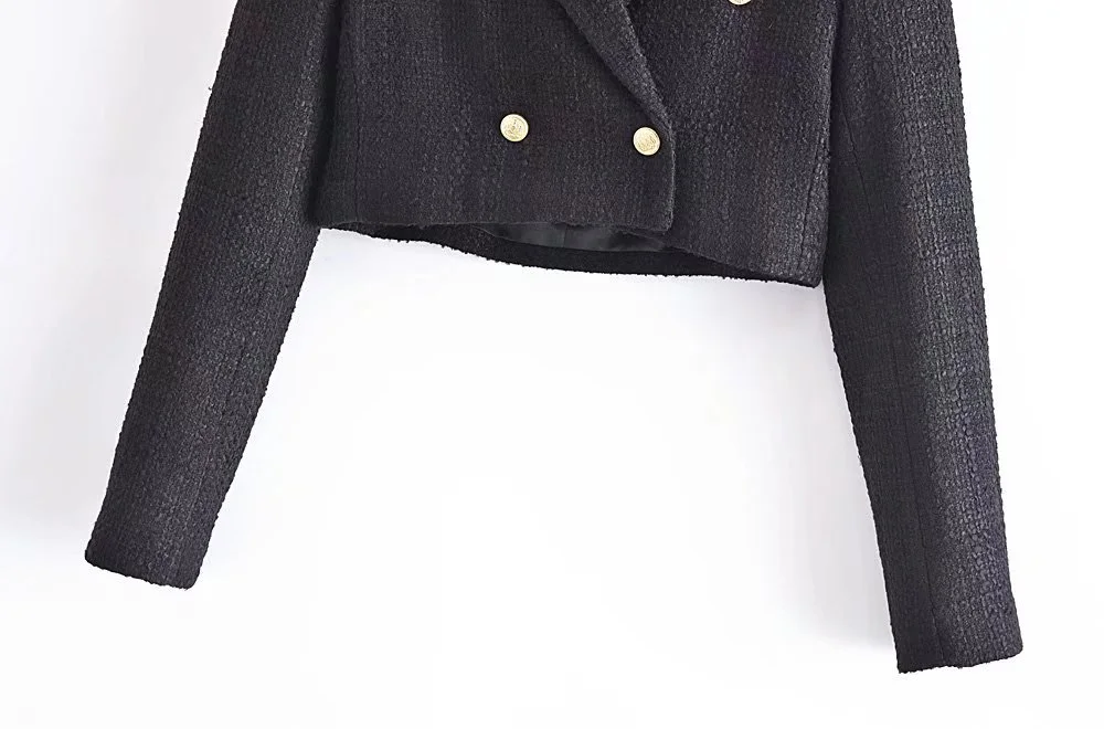 European and American style Women Fashion  Blazer Coat Vintage Long Sleeve Front Buttons Female Outerwear Chic