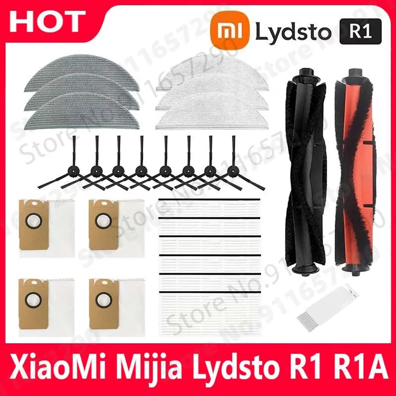 XiaoMi Mijia Lydsto R1 R1A Main Brush HEPA Filter Side Brush Dust Bag Mop Cloth Spare Parts Robot Vacuum Cleaner Accessories