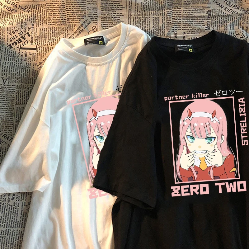 

Женская футболка с принтом аниме Harajuku Zero TWO Girl, хлопковые футболки, модные женские блузки 2022, футболка с коротким рукавом, женские топы