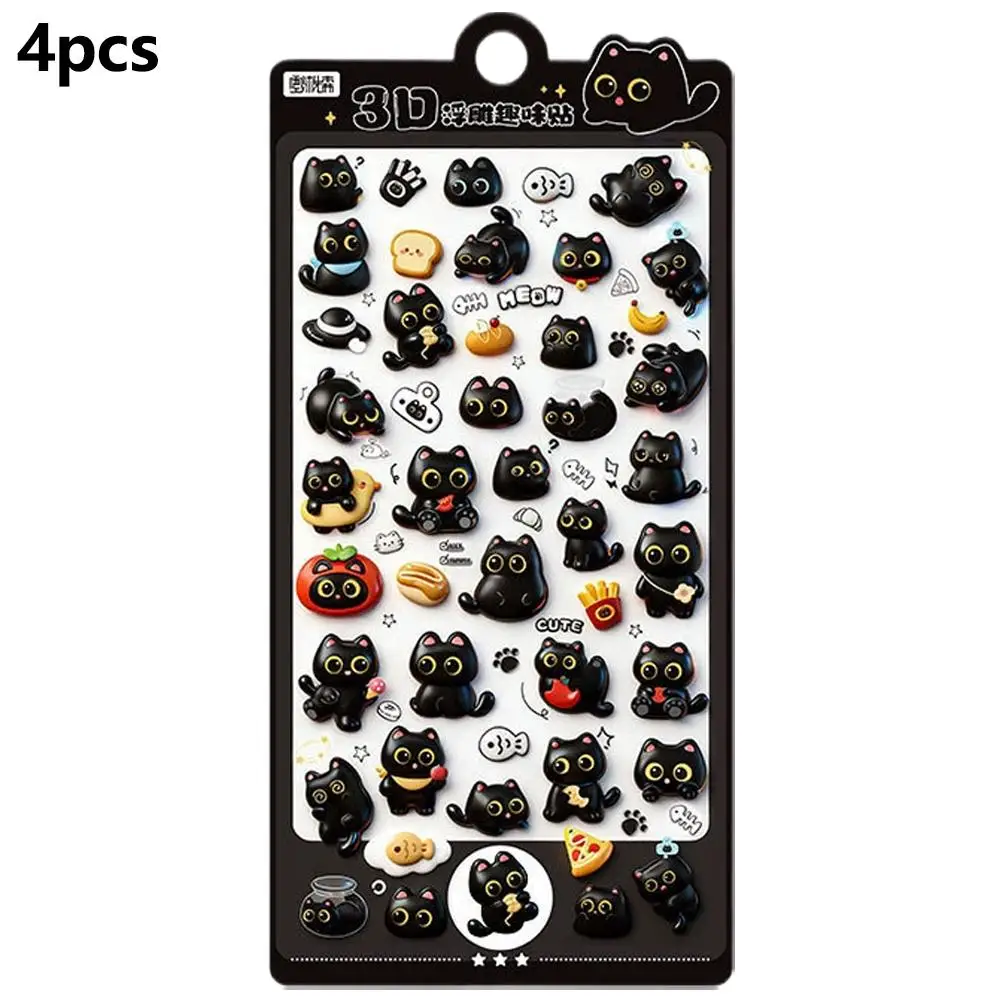 

Набор Из 4 Объемных 3D-наклеек С Милыми Мультяшными Толстыми Котиками И Забавными Выражениями Для Скрапбукинга