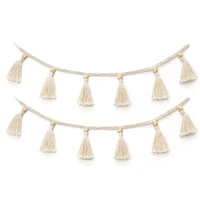 nordic cotton rope wooden bead garland with tassel wall hanging nursery props ornament kids baby room decor s24 20 dropship
