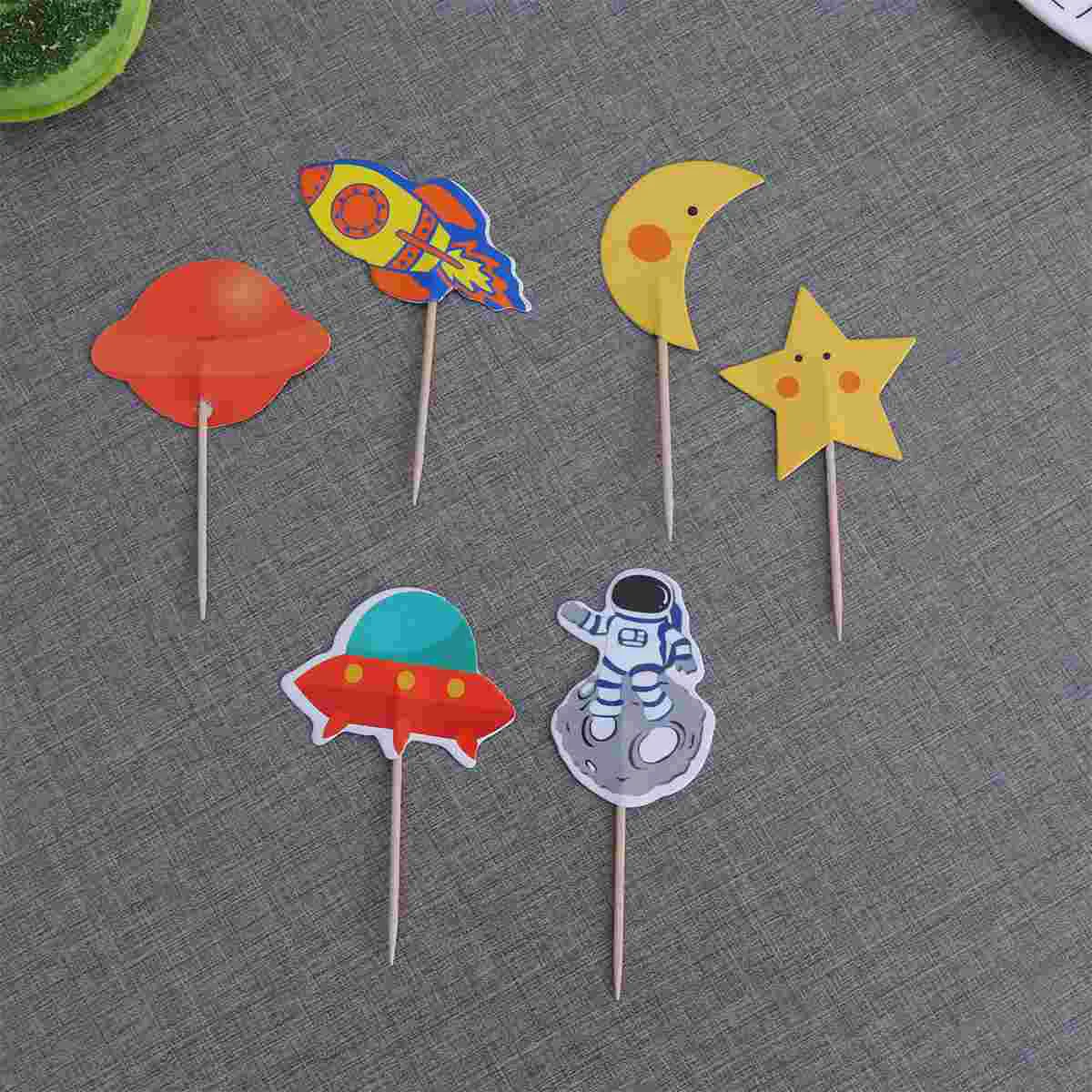 Купи Astronaut Star Cupcake Topper Baby Shower Cupcake Toppers Graduation Cake Decorations Party Wedding Cake Decor за 147 рублей в магазине AliExpress