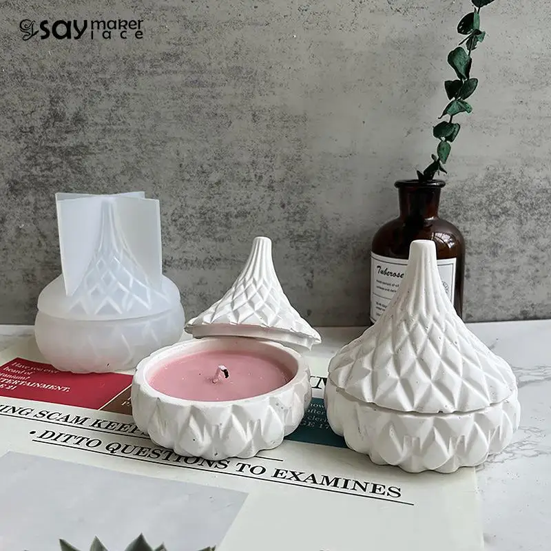 

DIY Handmade Gypsum Candle Cup Mold Resin Concrete Storage Box Making Silicone Mould Drop Shape Gift Box Planter Craft Form Tool
