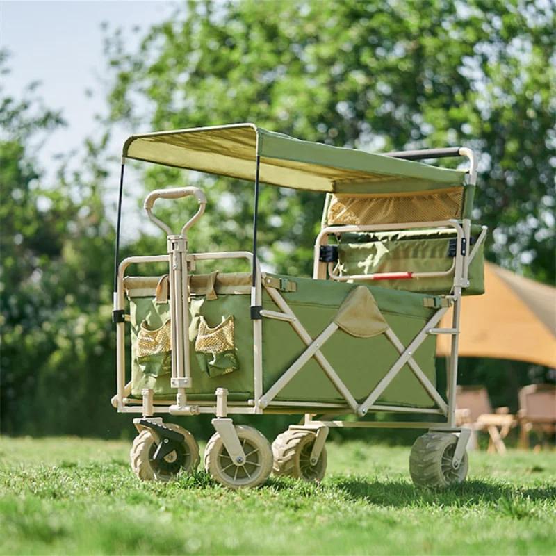 Camping Cart Perfect Beach Wagon with Side Table outdoor utility folding wagon with canopy