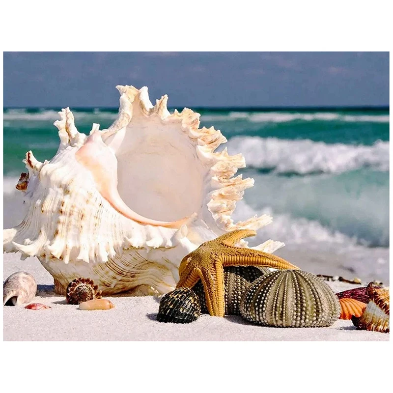 

Хит DIY Набор для алмазной живописи по номерам морские и ракушки, полностью алмазные стразы, картины, искусство, ремесло, домашний декор стен, ...