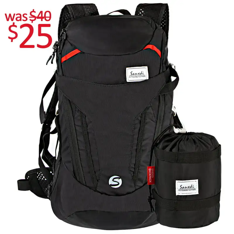

Foldable Sports Daypack Outdoor Travel Camping Trekking Backpack (Black-28L)
