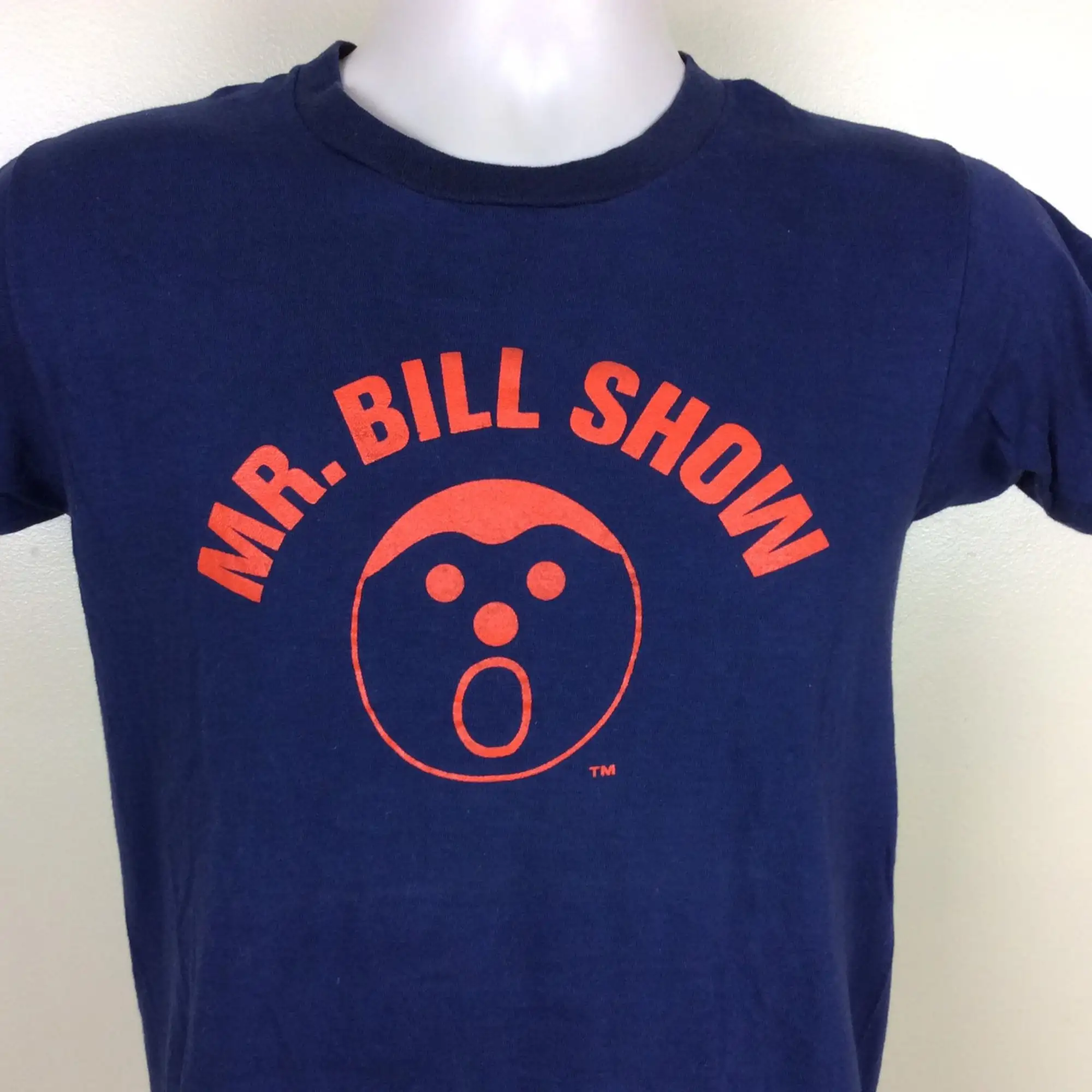 Футболка Vtg 70s с надписью Mr Bill Show синяя XS/S
