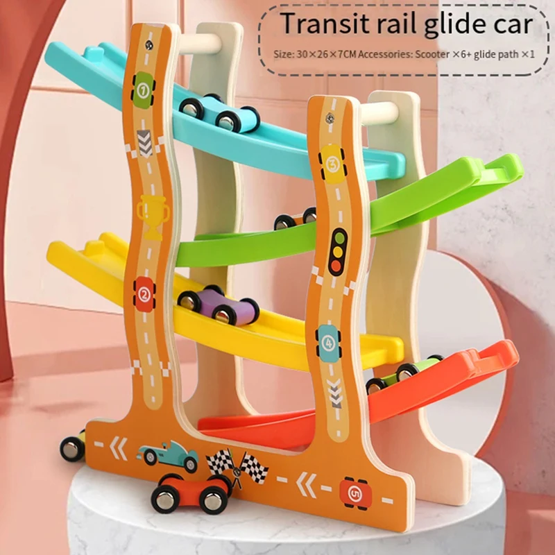 Деревянные гоночные горки-автомобили трековая парковка игрушки скользящая