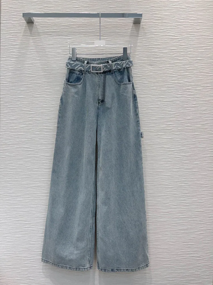 2023 New Fashion jeans for women simple premium high waisted straight leg jeans female's Denim Casual With Belt Female Trousers