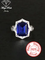 created sapphire gemstone ring 925 sterling silver party for women anniversary gifts blue stone female gothic retro charm