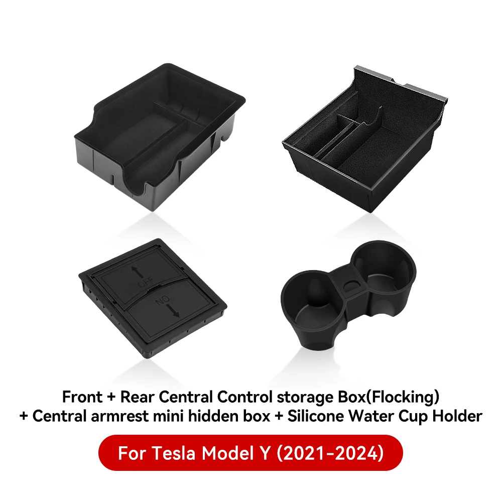 

Для Tesla Model 3 Highland 2025 Model Y 2021-2025 Центральный подлокотник Скрытый ящик для хранения Подстаканник Консоль Органайзер Коробка Аксессуары