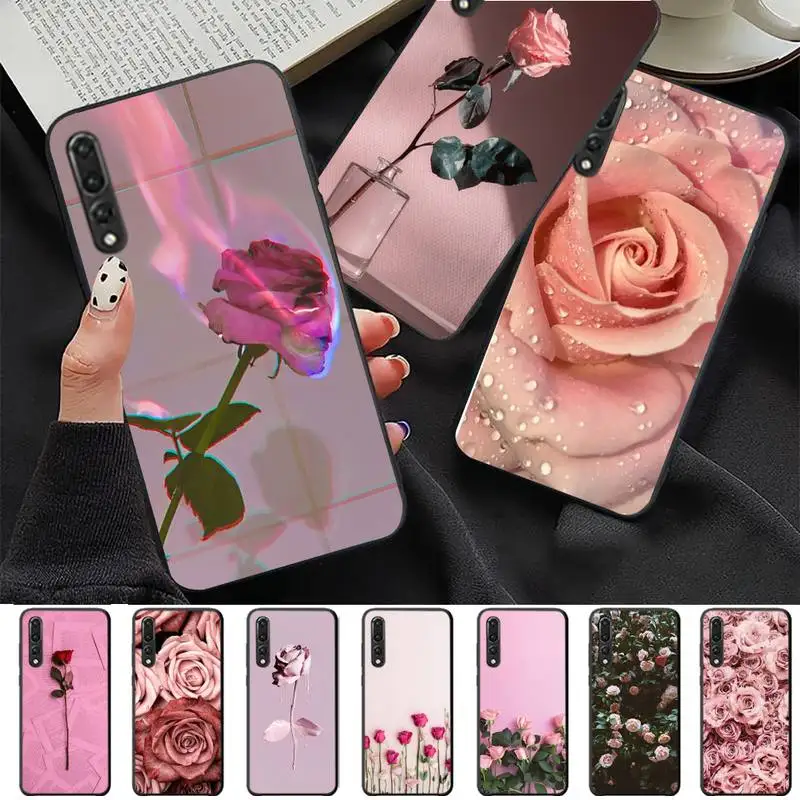 

YNDFCNB Elegant Pink Flower Rose Phone Case for Samsung A51 A30s A52 A71 A12 for Huawei Honor 10i for OPPO vivo Y11 cover