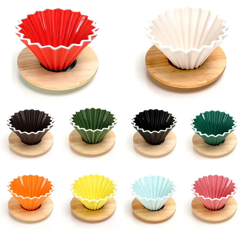

Ceramic Coffee Dripper Pour Over Coffee Maker Elegant Flower Shape V60 Filter for 1-2 Cups Slow Brewing Accessories