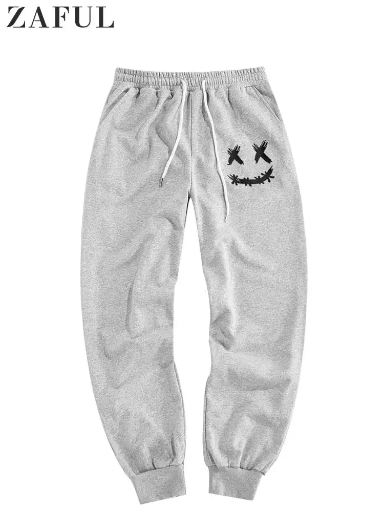 

ZAFUL Men's Cargo Pants Solid Streetwear Sweatpants Cotton Casual Pants Elastic Mid-waist Jogger Beam Feet Sports Trousers