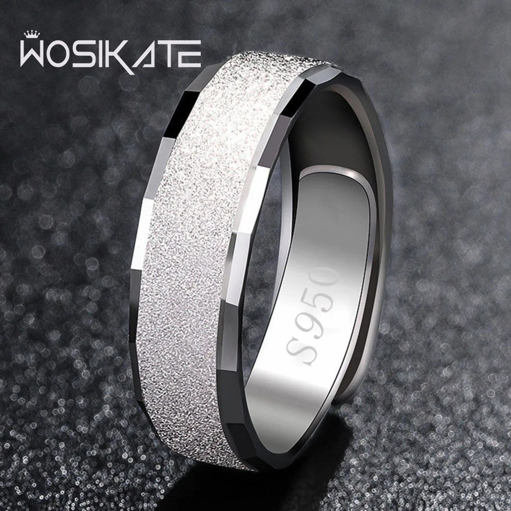 

WOSIKATE Silver Jewellery Trendy Men's Ring 925 Silver Personality Open Frosted Finger Ring Anniversary Party Gifts Wholesale