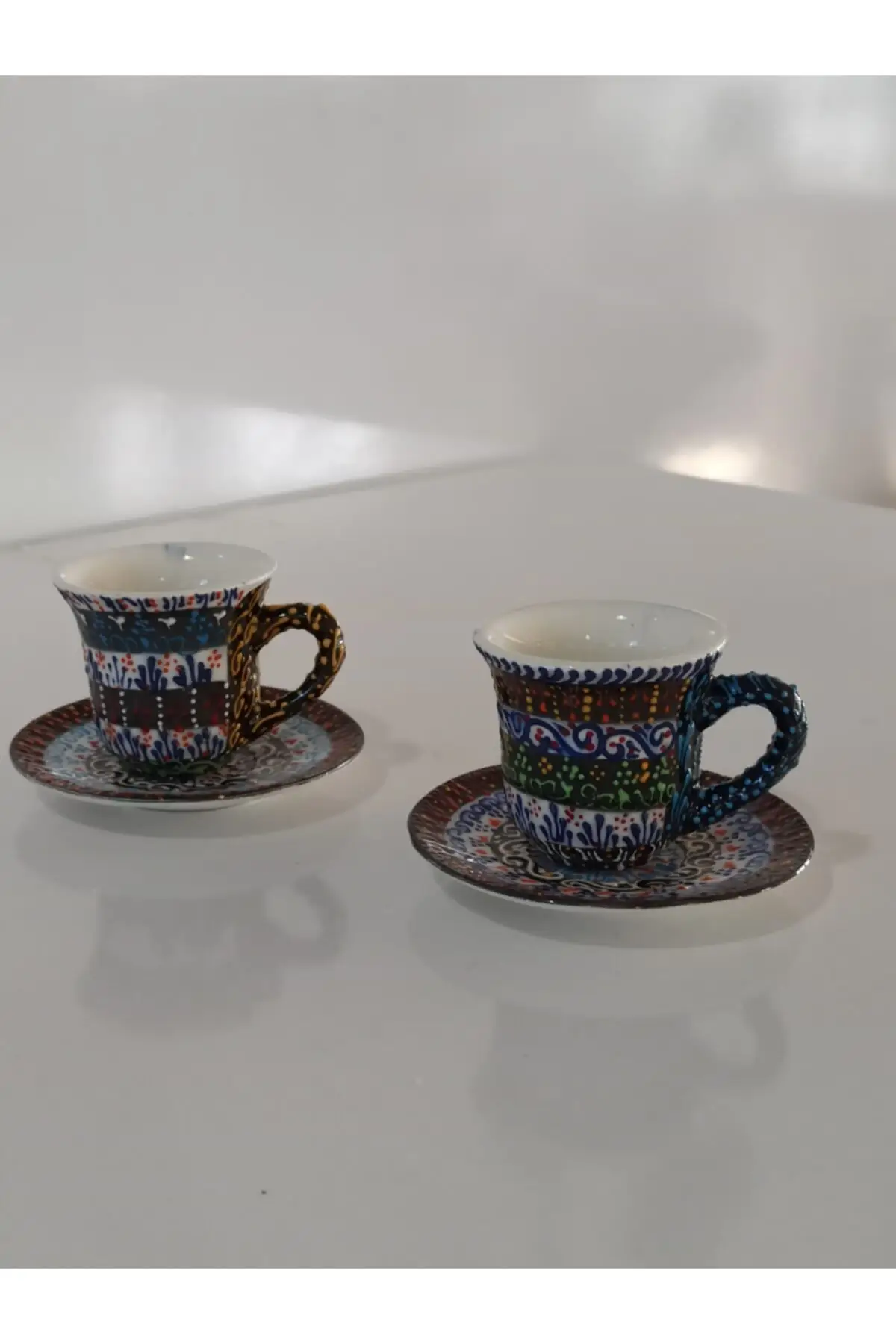 

Amazing Turkish Greek Arabic Coffee & Espresso Cup Set 2 Psc. Tile Cup Set