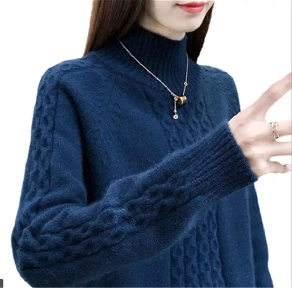 

Turtleneck Sweater Women Jumper 2021 Autum Winter Basic Warm Clothes Female Pull Femme Knitted Cotton Pullover Sweater Y602