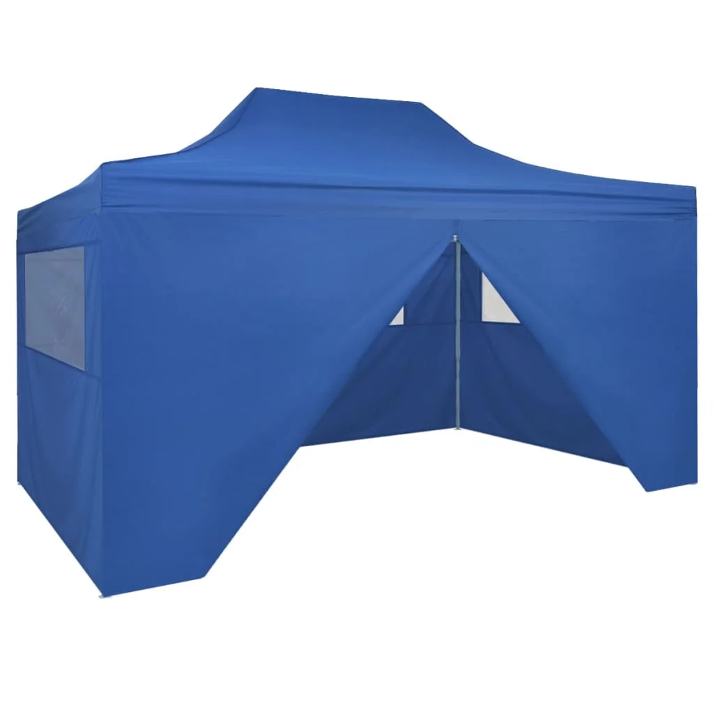 

Foldable Tent Pop-Up with 4 Side Walls, Garden Decoration, 3x4.5 m Blue