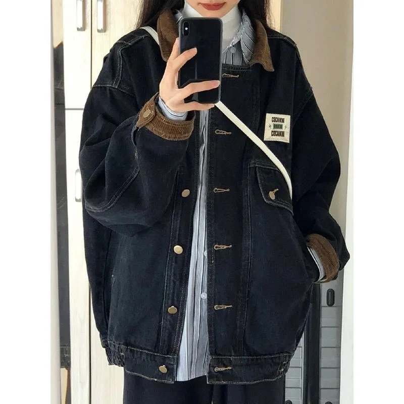 Джинсовая куртка из Гонконга в стиле ретро для мужчин и женщин на весну осень