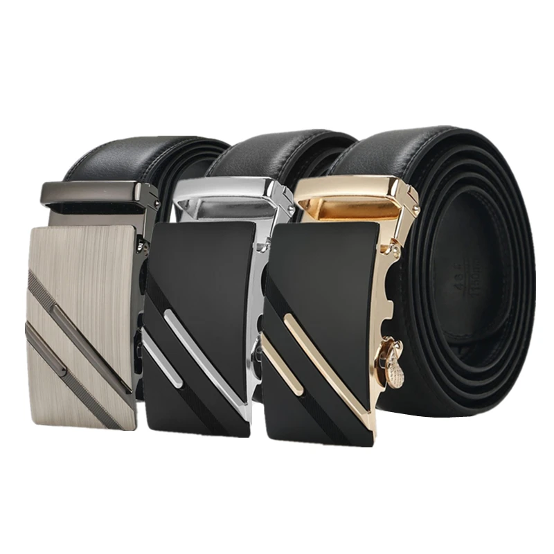 LannyQveen Men's Automatic Buckle PU Leather Belts For Men Fashion Male Ratchet  Belt wholesale