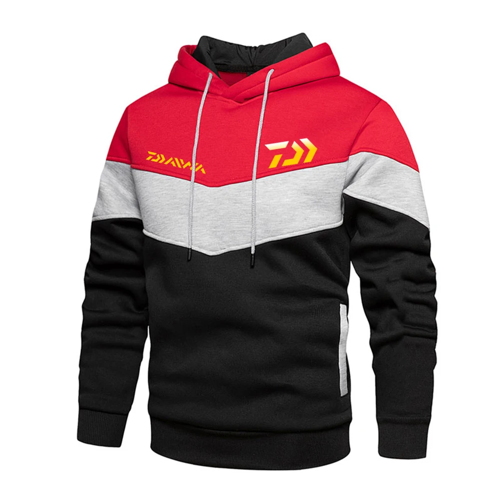 

2022 Daiwa Fishing Men Three-Layer Color Stitching Hoodie Pullover Long Sleeve Sweatshirts Autumn Winter Mode Sweater