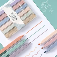 6 pcs highlighter pen set double tip kawaii candy color manga markers midliner pastel gel set stationery journal supplies