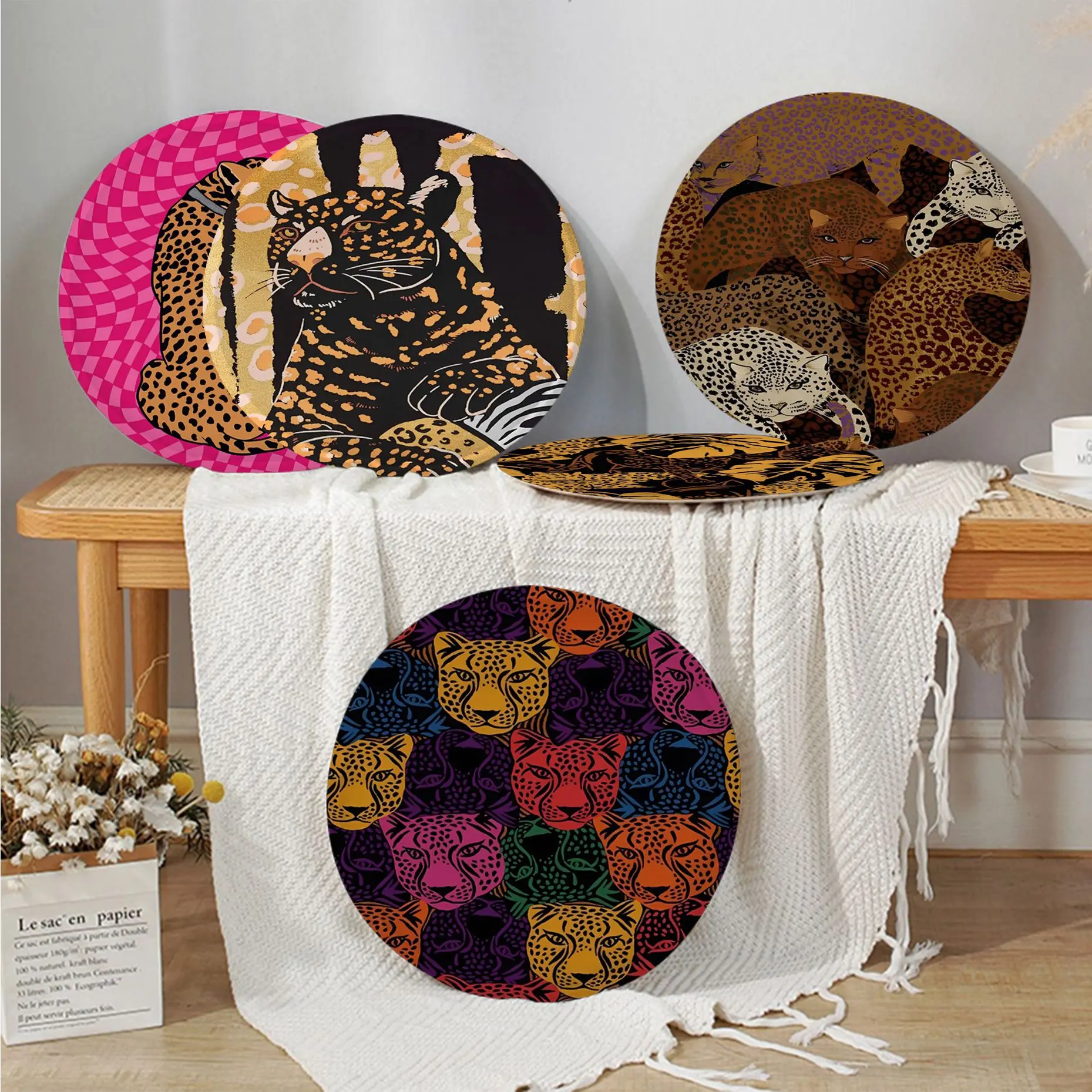 

Leopard Print Simplicity Multi-Color Sofa Mat Dining Room Table Chair Cushions Unisex Fashion Anti-slip Buttocks Pad