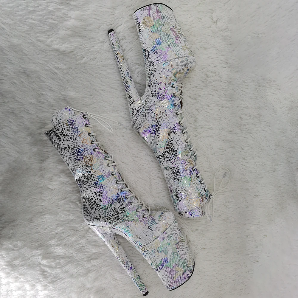 Leecabe  23CM/9inches glitter upper sexy exotic dance shoes for lady High Heel platform Boots Pole Dance boots