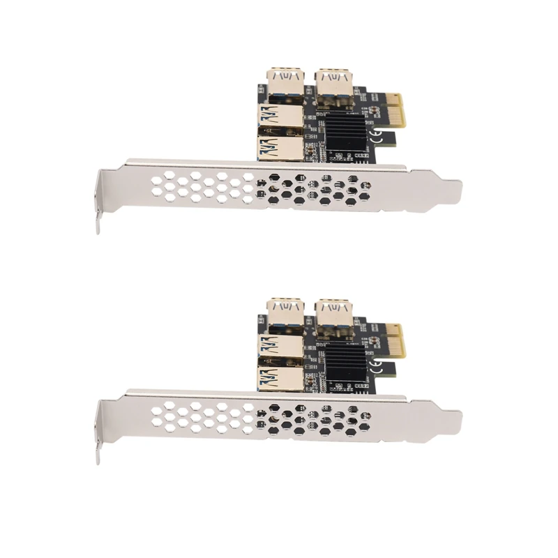 

2X New 4 Ports Pcie Riser Adapter Board PCI-E 1X To 4 USB 3.0 PCI-E Rabbet GPU Riser Extender Ethereum ETH