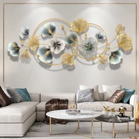 luxury golden wall decorations large 3d ginkgo biloba iron art wall decor sofa background porch bedroom wall hanging crafts