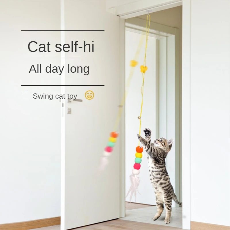 

Cat retractable swing swing hanging door funny cat stick toy self-healing artifact bouncing mouse interactive pet supplies