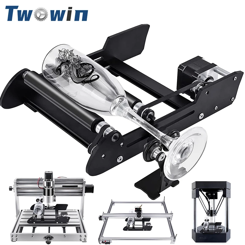 TWOWIN 3D Printer Laser Engraving Machine Y-axis Rotary Roller Engraving Module Cylindrical Objects Engraver Accessories enlarge