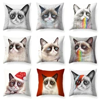 cartoon funny cat cushion covers square pillow cases striped pillow covers bedroom sofa soft throw pillows