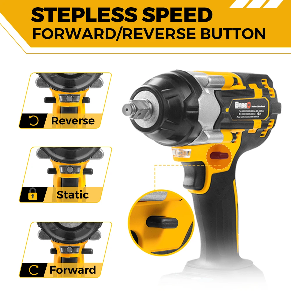 BABEQ 1800N.M Бесщеточный электрический ударный гайковерт с крутящим моментом 1/2 дюйма