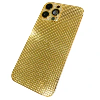 pvd plated 24kt real gold replacement housing battery cover with full diamond for iphone 13 pro13 pro max