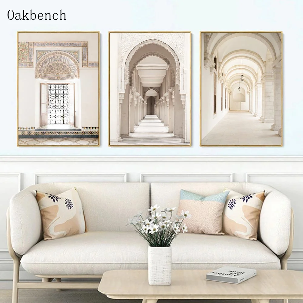 Настенный постер с изображением исламских искусств бежевой мечети марокканская