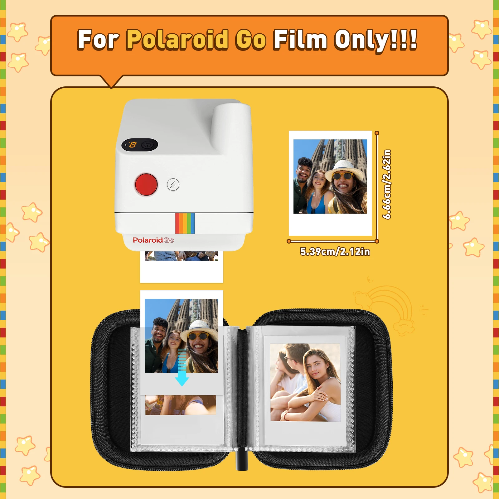 Фото Карманный фотоальбом YINKE для Polaroid Go/Go мгновенная мини-камера, портативный дорожный защитный фотоальбом, вмещает 40 фотографий №2