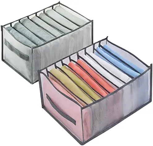 

Organizador de Cajones de 2 Piezas, Conjunto Organizador de Armario (7 y 9 Compartimentos) con Cordón Portátil, Organizador Ar