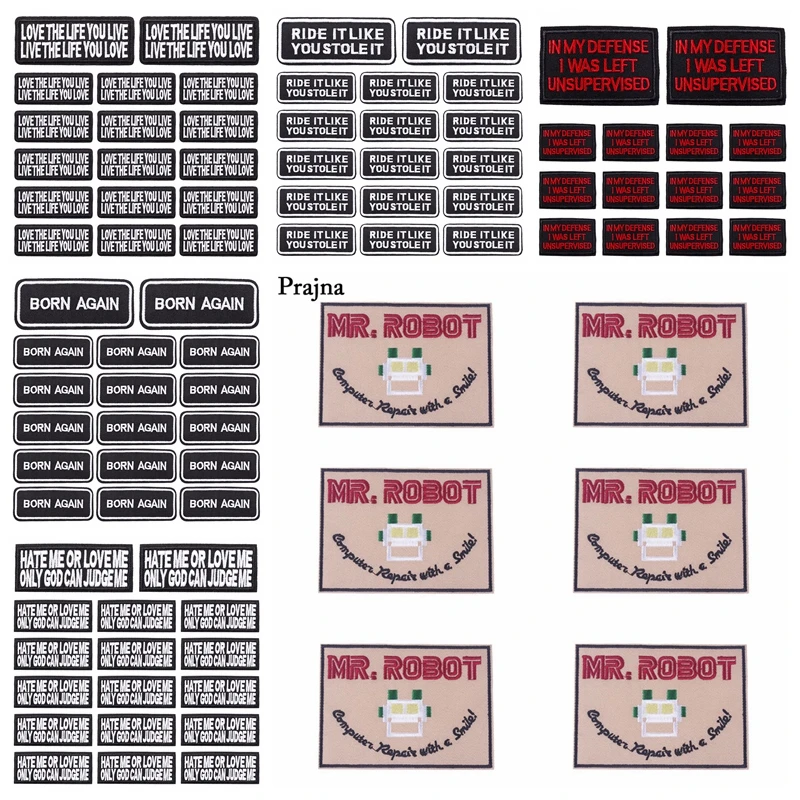 

Prajna Wholesale Space MR Robot Patch Anime Iron On Cheap Embroidered Patches For Clothing Kid Parches Sew Patch Badge Cartoon