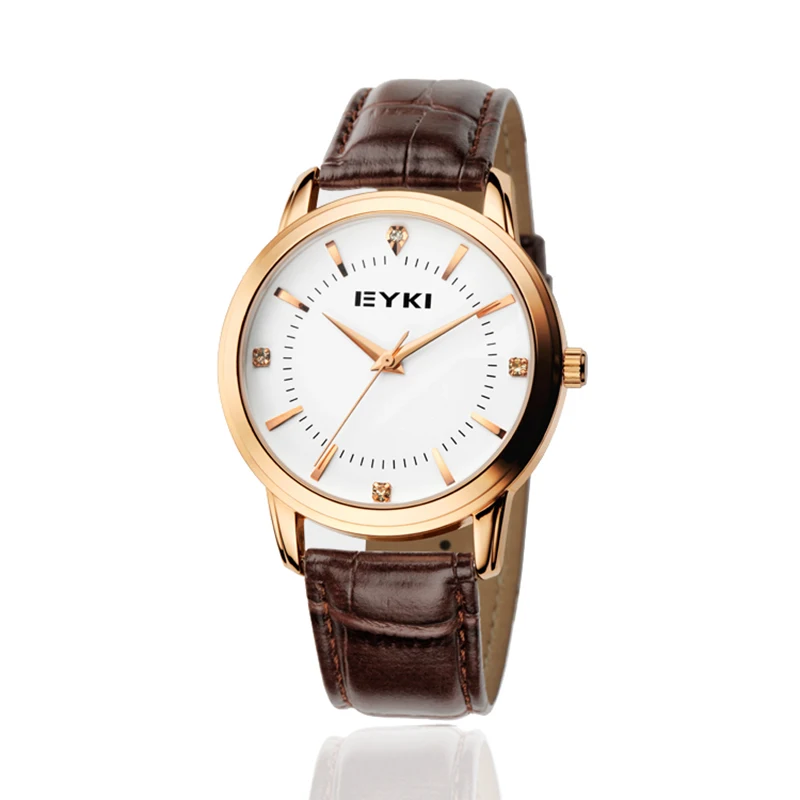 

Eyki Mens Watches Luxury Casual Lovers' Quartz Wristwatch Imitation Leather Simple Crystal Dial Watch Women relogio masculino
