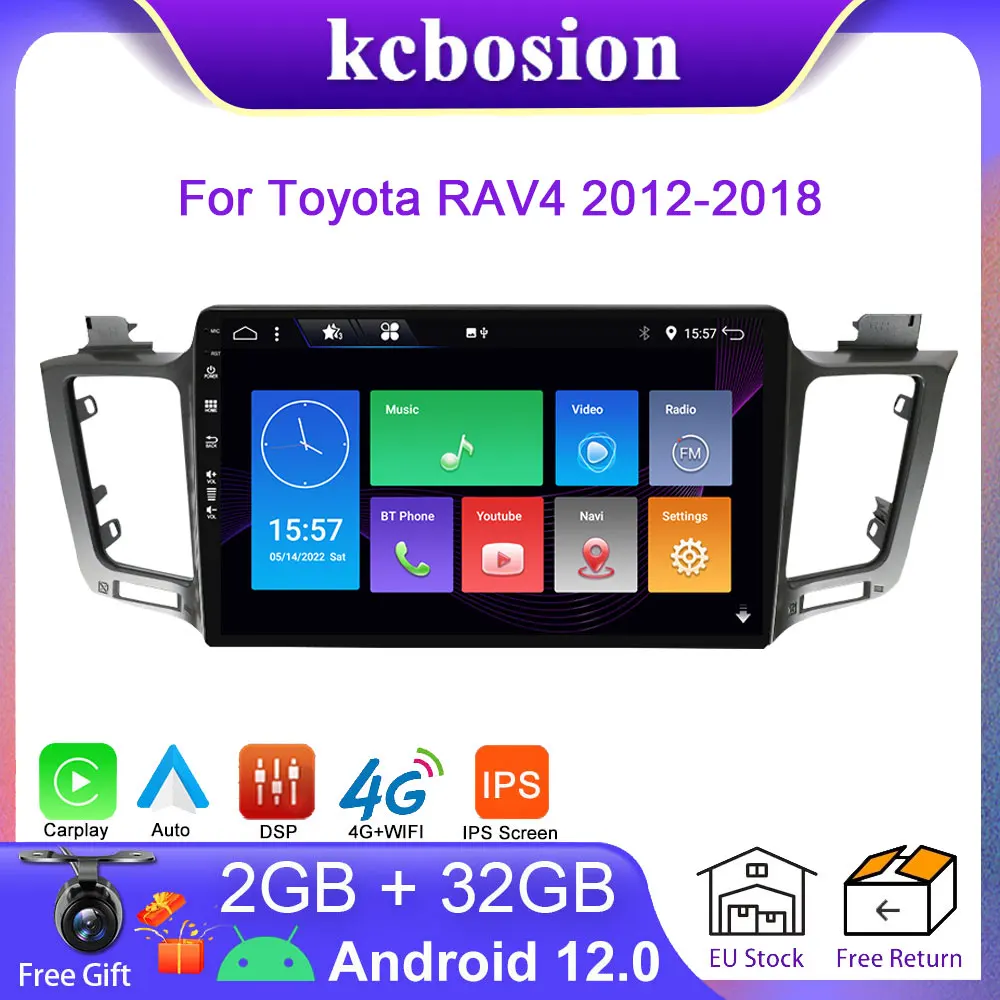 

Автомагнитола Kcbosion 2 din Android 12 для Toyota RAV4 2012-2018 Carplay IPS DSP 4G Автомобильный мультимедийный GPS 2din Авторадио SWC BT Wifi